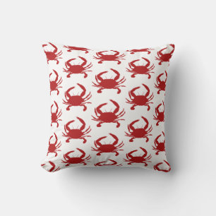 Red Crab Painting Silhouette Beach Pillow