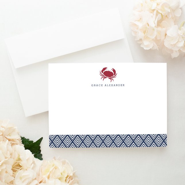 Red Crab Personalised Stationery Flat Cards (Creator Uploaded)