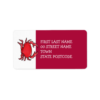 Red Crab red Address Label