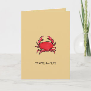 Red Crab sand Cancer Zodiac Birthday Card