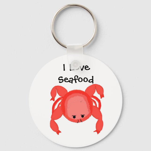 Red Crab Seafood Design Key Ring (Front)