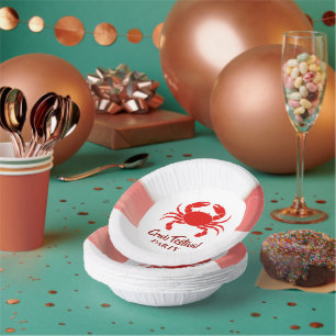Red Crab Seafood  Nautical Stripes Party Paper Plate