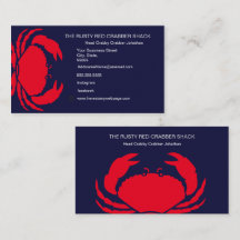 Red Crab Seafood Navy Blue White Simple Nautical B