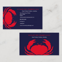 Red Crab Seafood Navy Blue White Simple Nautical