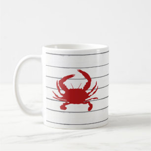Red Crab Shiplap Coastal Coffee Mug
