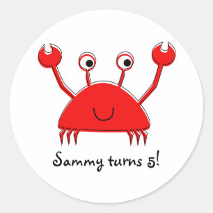 Red Crab Stickers   Cupcake Toppers