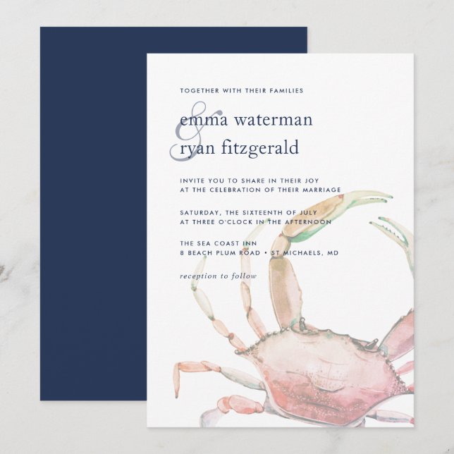 Red Crab Wedding Invitation (Front/Back)