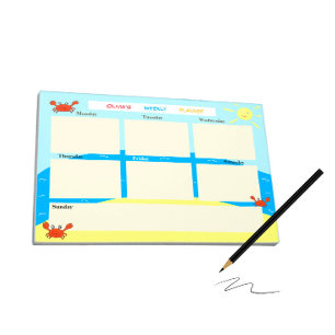 Red crabs and sea notepad