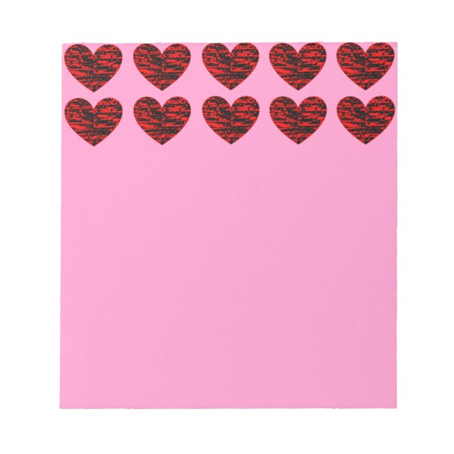 Red Crackle Hearts Notepad (Front)