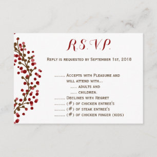 Red Cranberry Wreath R.S.V.P. RSVP Card