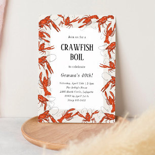 Red Crawfish Boil Seafood Birthday Party Invitation