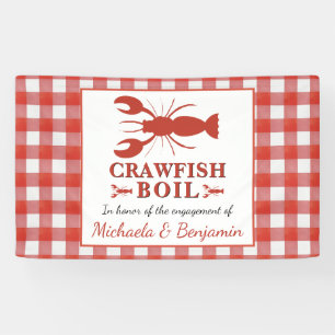 Red Crawfish Boil Seafood Picnic Engagement Party Banner