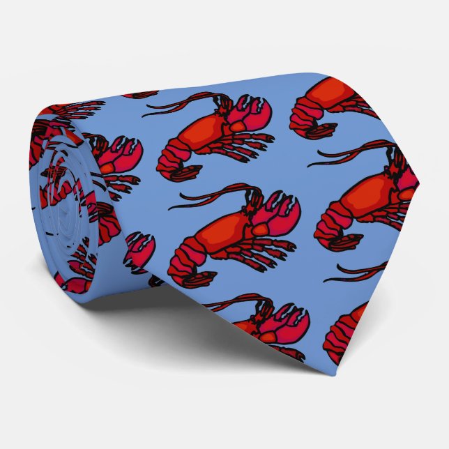 Red Crawfish Crayfish Tie (Rolled)