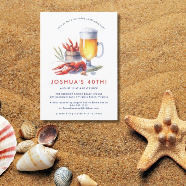 Red Crawfish Low Country Boil Birthday Party  Invitation (Creator Uploaded)