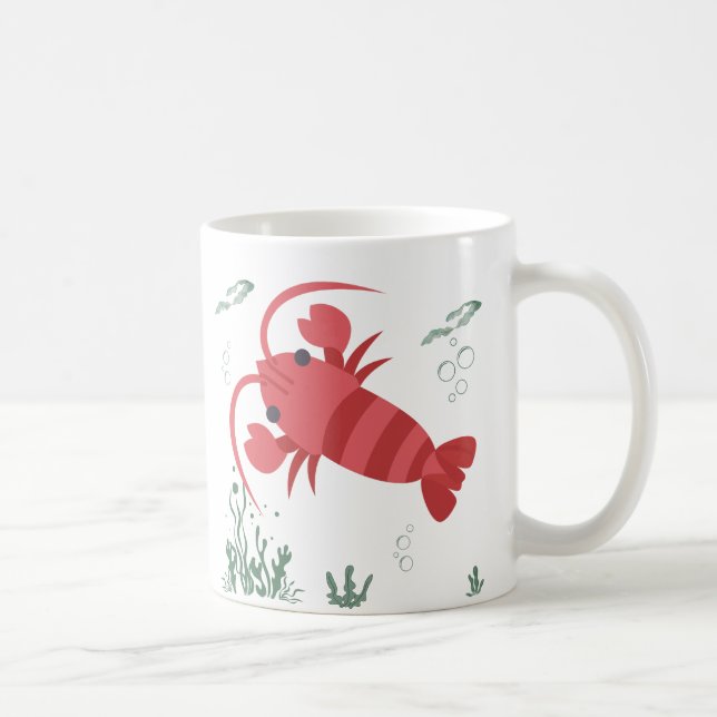 Red crayfish in an aquatic environment Coffee Mug (Right)