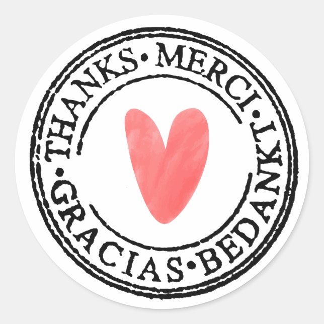Red Crayon Heart Rubber Stamp Look Sticker (Front)