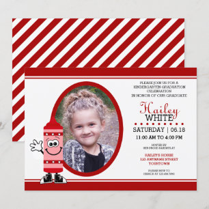 Red Crayon Kindergarten Grad Party Invitations