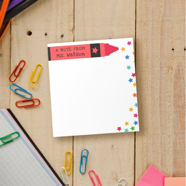 Red Crayon & Stars Colourful Note From Teacher (Creator Uploaded)