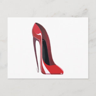 Red Crazy Heel Stiletto Shoe Art Postcard
