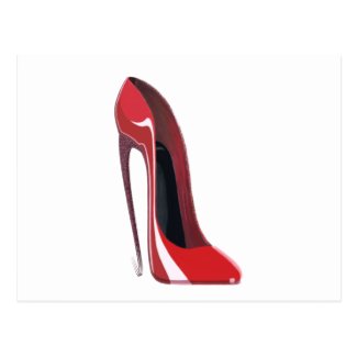 Red Crazy Heel Stiletto Shoe Art Postcard