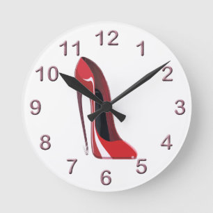 Red Crazy Heel Stiletto Shoe Art Round Clock
