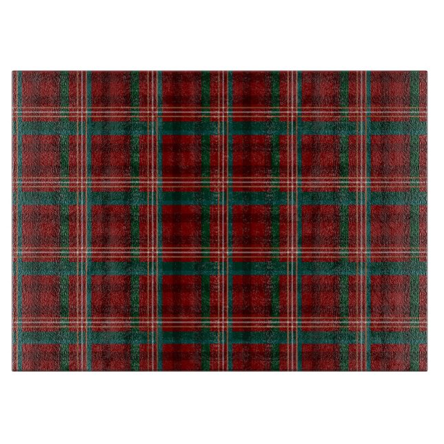 Red, Cream and Green Christmas Plaid Pattern Cutting Board (Front)