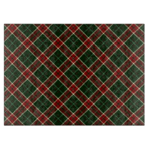 Red, Cream and Green Christmas Plaid Pattern Cutting Board