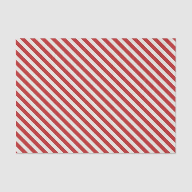 Red & Cream Beige White Stripe Christmas Holiday  Tissue Paper (Front)