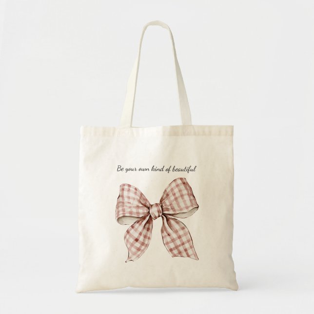 Red Cream Bow Tote Bag (Front)