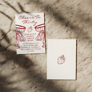 Red & Cream Cheers to Thirty Vintage 30th Birthday Invitation
