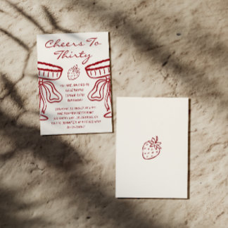 Red & Cream Cheers to Thirty Vintage 30th Birthday Invitation