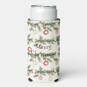 Red Cream Christmas Ornaments Seltzer Can Cooler