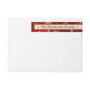 Red & Cream Christmas Snowflakes Custom Wrap Around Label