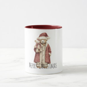 Red Cream Christmas Teddy Bears Mug