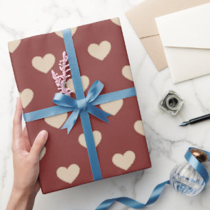 Red Cream Glitter Hearts Wrapping Paper