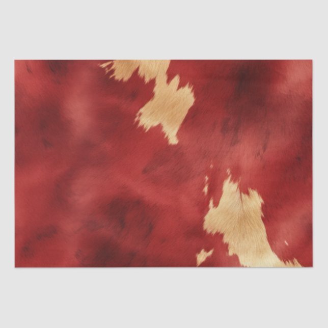 Red Cream Gold Southwest Cowhide Tissue Paper (Front)