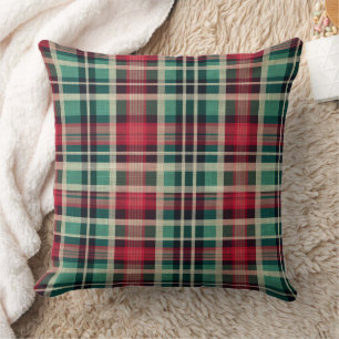 Red and green plaid fashion pillows