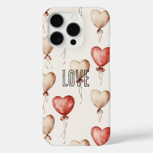 Red Cream Heart Balloons iPhone 16 Pro Case
