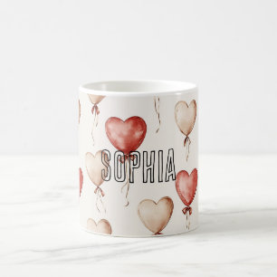 Red Cream Heart Balloons Coffee Mug