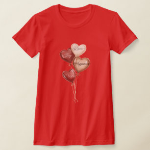 Red Cream Heart Balloons Love Joy T-Shirt