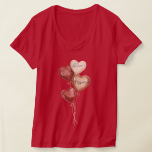 Red Cream Heart Balloons Love Joy T-Shirt