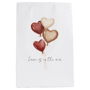 Red Cream Heart Balloons Love Medium Gift Bag