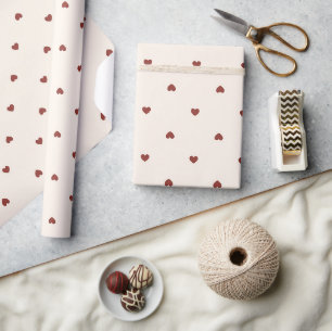 Red Cream Hearts Valentine's Day Love Wrapping Paper