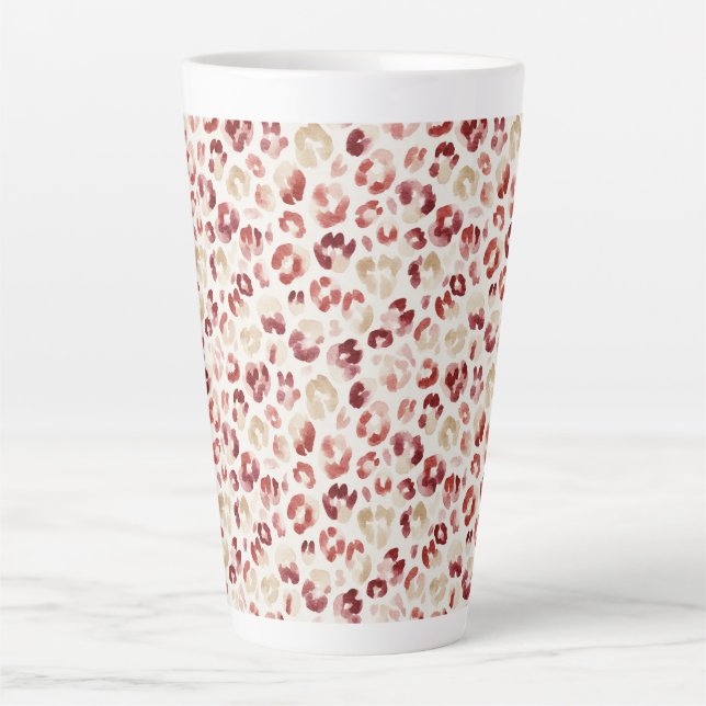 Red Cream Leopard Animal Print Birthday Latte Mug (Front)
