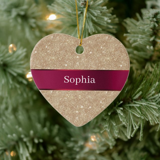 Red Cream Leopard Animal Print Christmas Ceramic Tree Decoration (Tree)