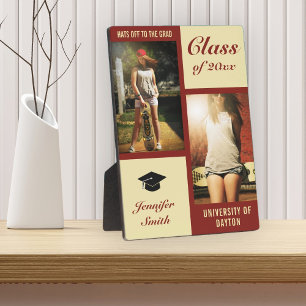 Red Cream Modern Photo Graduation Plaque