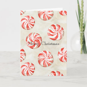 Red Cream Peppermint Candy Christmas Card
