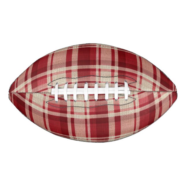 Red Cream Plaid Stripes American Football (Front)