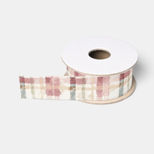Red Cream Plaid Stripes Birthday Grosgrain Ribbon