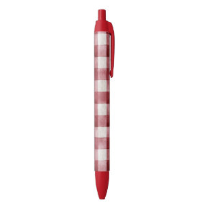 Red Cream Plaid Stripes Black Ink Pen